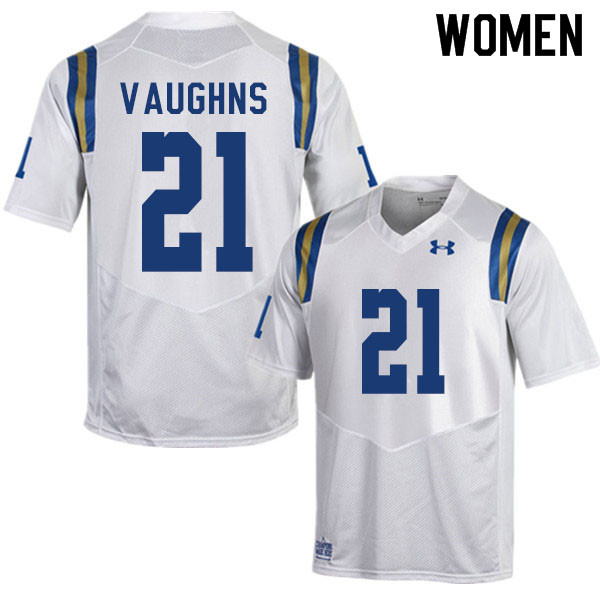 Women #21 JonJon Vaughns UCLA Bruins College Football Jerseys Sale-White - Click Image to Close